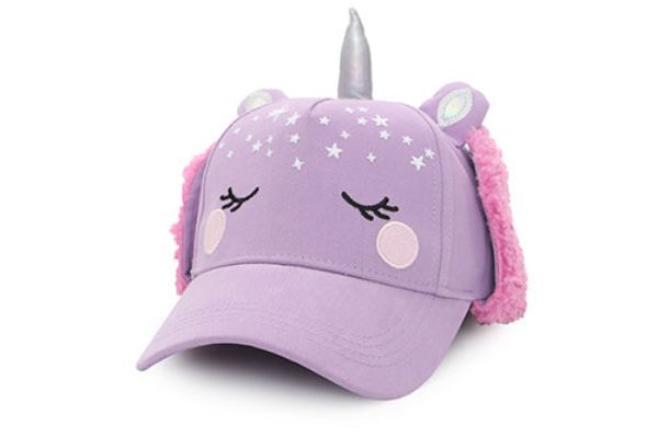 Picture of FlapJackKids 3D Cap With Earflaps - Unicorn Lilac