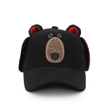 Picture of FlapJackKids 3D Cap With Earflaps - Black Bear