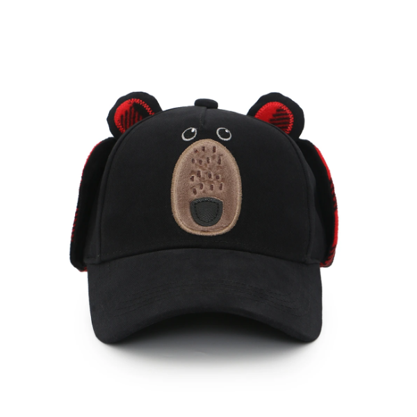 Picture of FlapJackKids 3D Cap With Earflaps - Black Bear