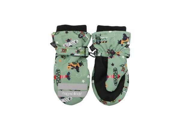 Picture of FlapJackKids Kids Water Repellent Ski Mittens - Black Bear