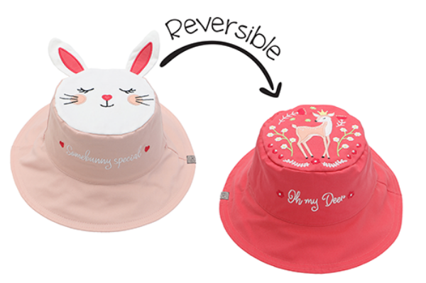 Picture of FlapJackKids Reversible Baby & Kids Sun Hat - Bunny & Deer