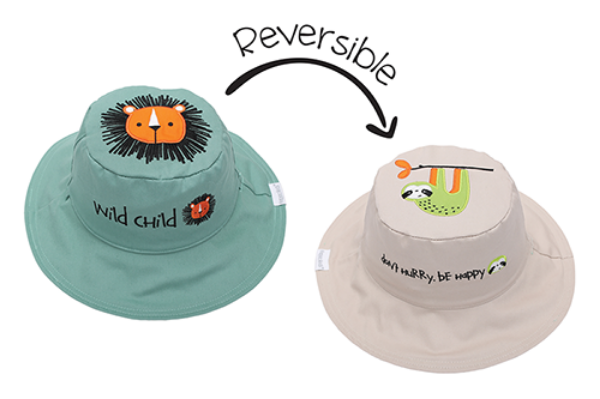 Picture of FlapJackKids Reversible Baby & Kids Sun Hat - Lion & Sloth