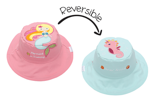Picture of FlapJackKids Reversible Baby & Kids Sun Hat - Mermaid & Seahorse