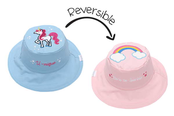 Picture of FlapJackKids Reversible Baby & Kids Sun Hat - Rainbow & Unicorn