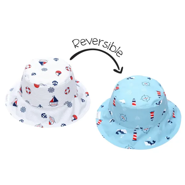 Picture of FlapJackKids Reversible Baby & Kids Patterned Sun Hat - Nautical