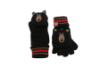 Picture of FlapjackKids Knitted Fingerless Gloves With Mitten Flap - Black Bear