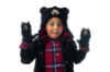 Picture of FlapjackKids Knitted Fingerless Gloves With Mitten Flap - Black Bear